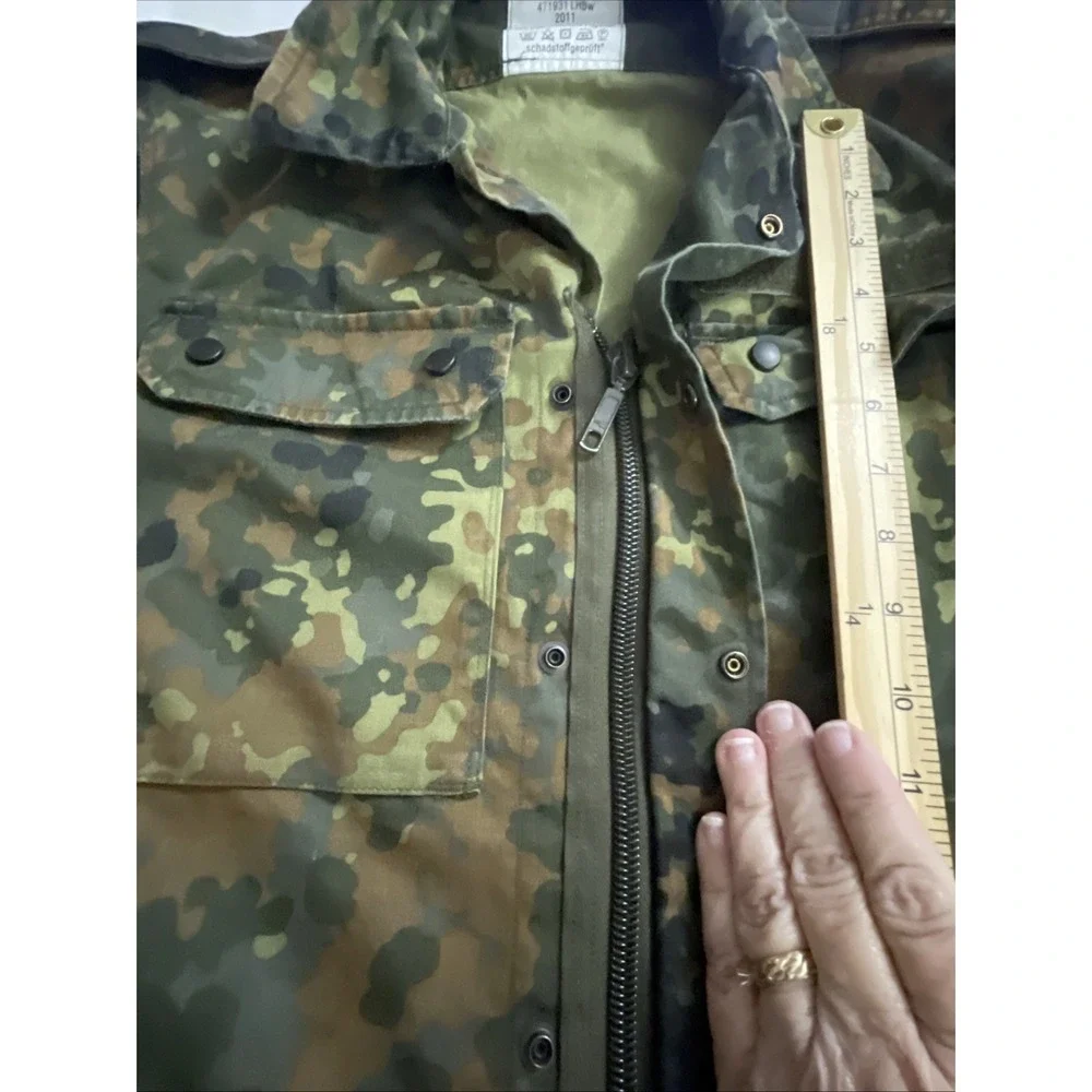 German Bundeswehr Flecktarn Camo Shirt Zip And Snap Closer‎ Long Sleeve Unisex